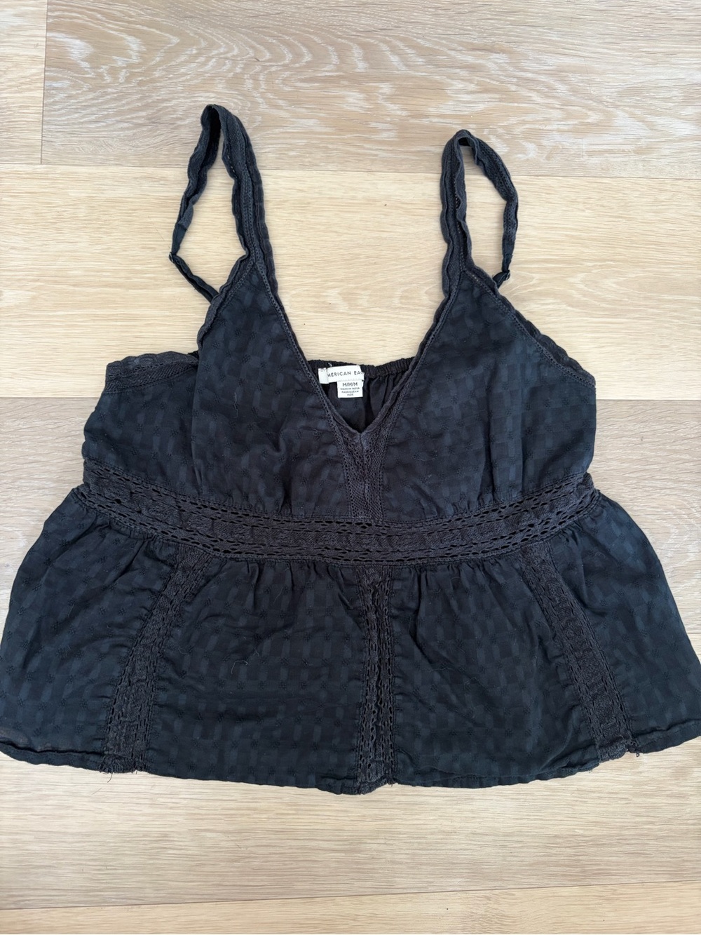 American Eagle Black Lace Babydoll Cami Top M